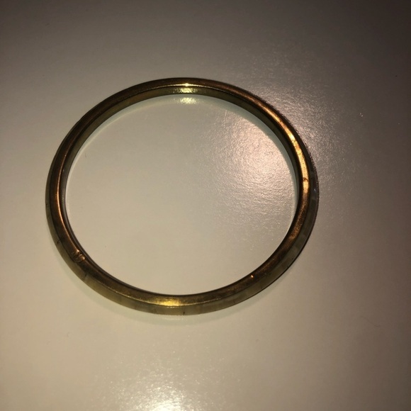 VTG 70s Brass & Natural Bone Inlay Boho Stacking Bangle 8” / 2.6” Diameter - Picture 2 of 5